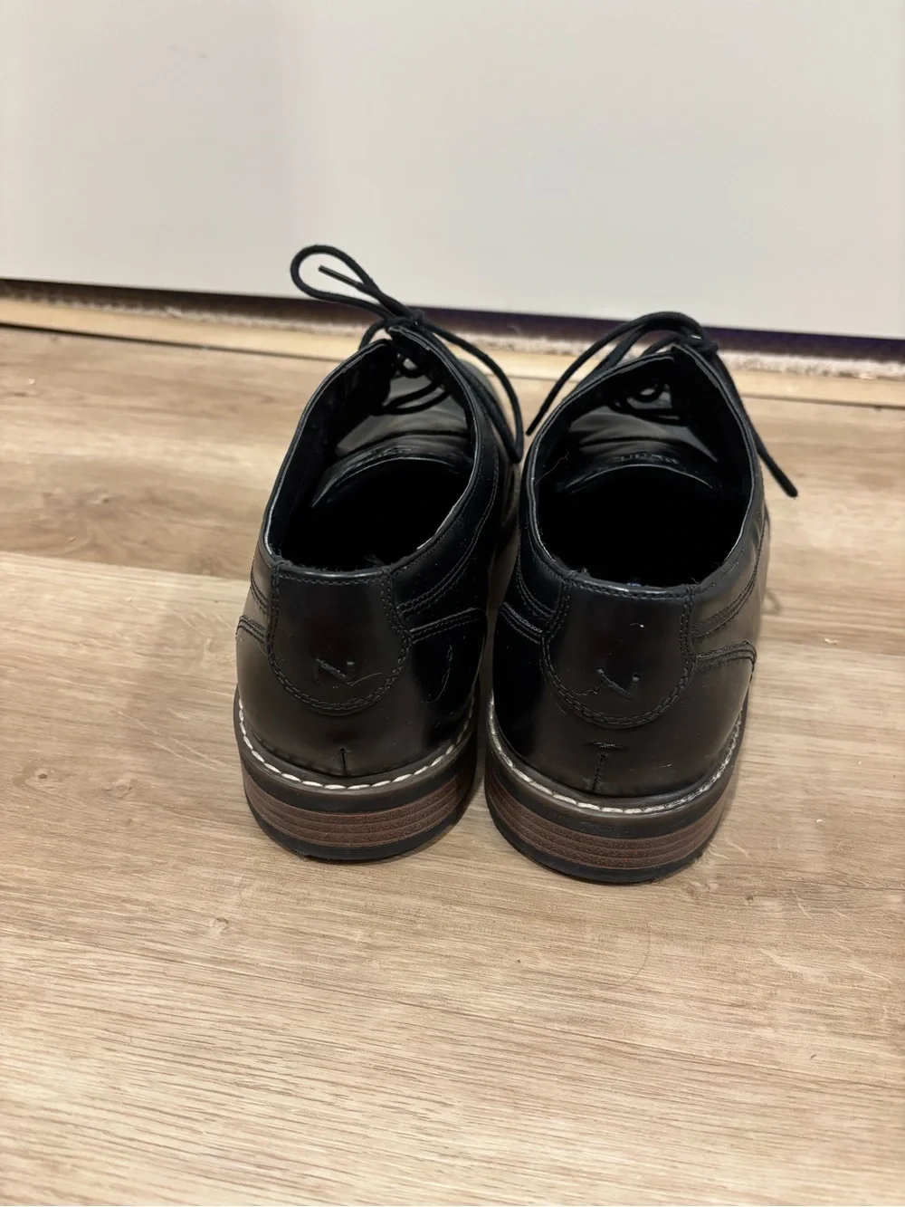 Nunn Bush Black Leather Cap-Toe Derby Shoes